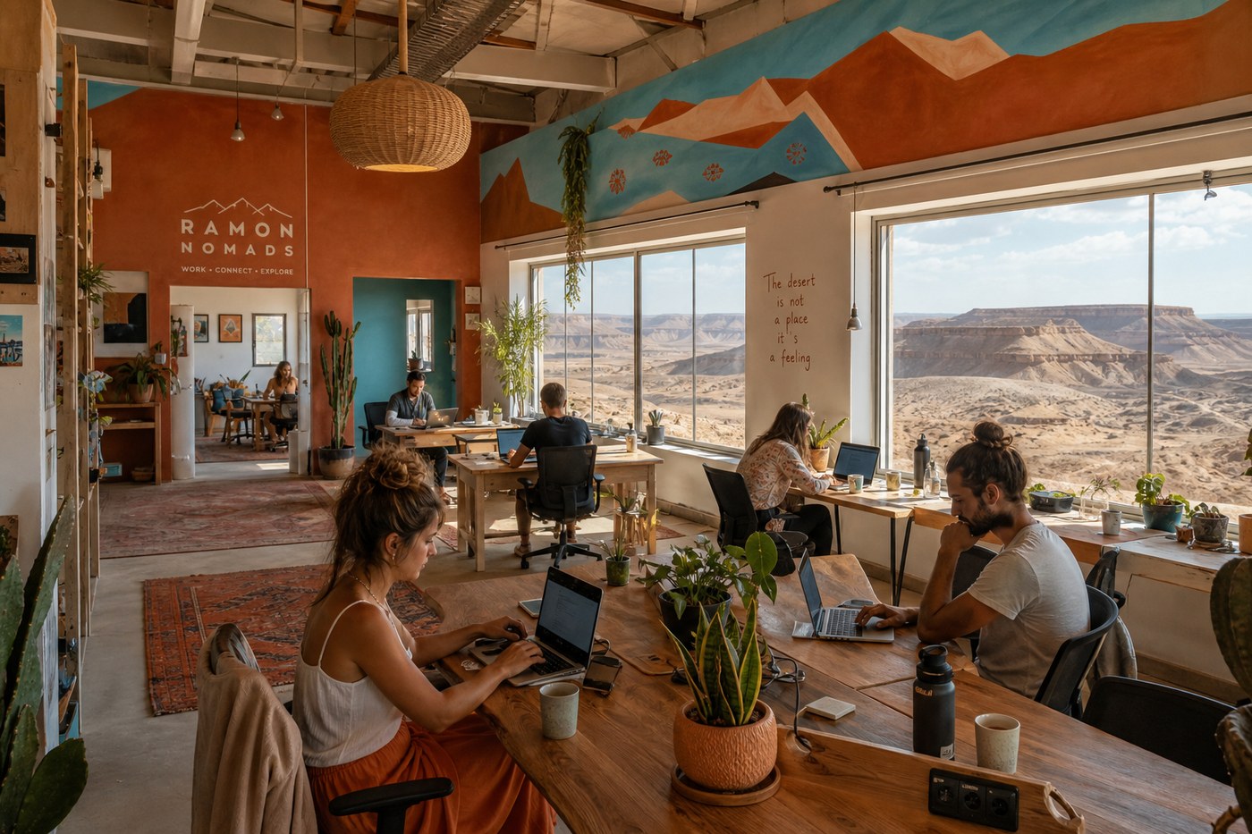 Desert coworking loft interior